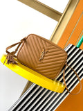Lou Camera Bag in Tan Chevron Leather