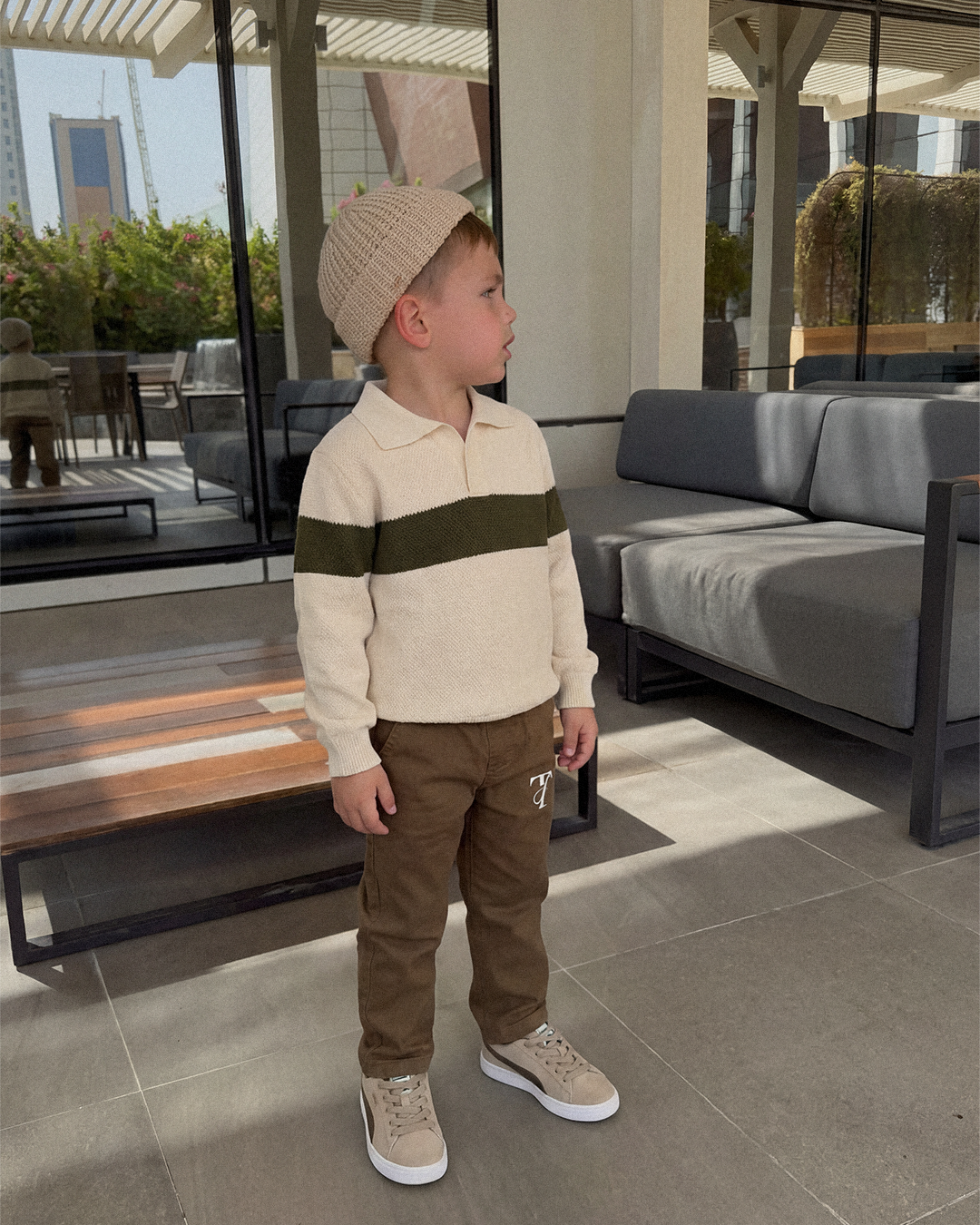 Autumn Walk ( Polo sweater + Khaki pants )