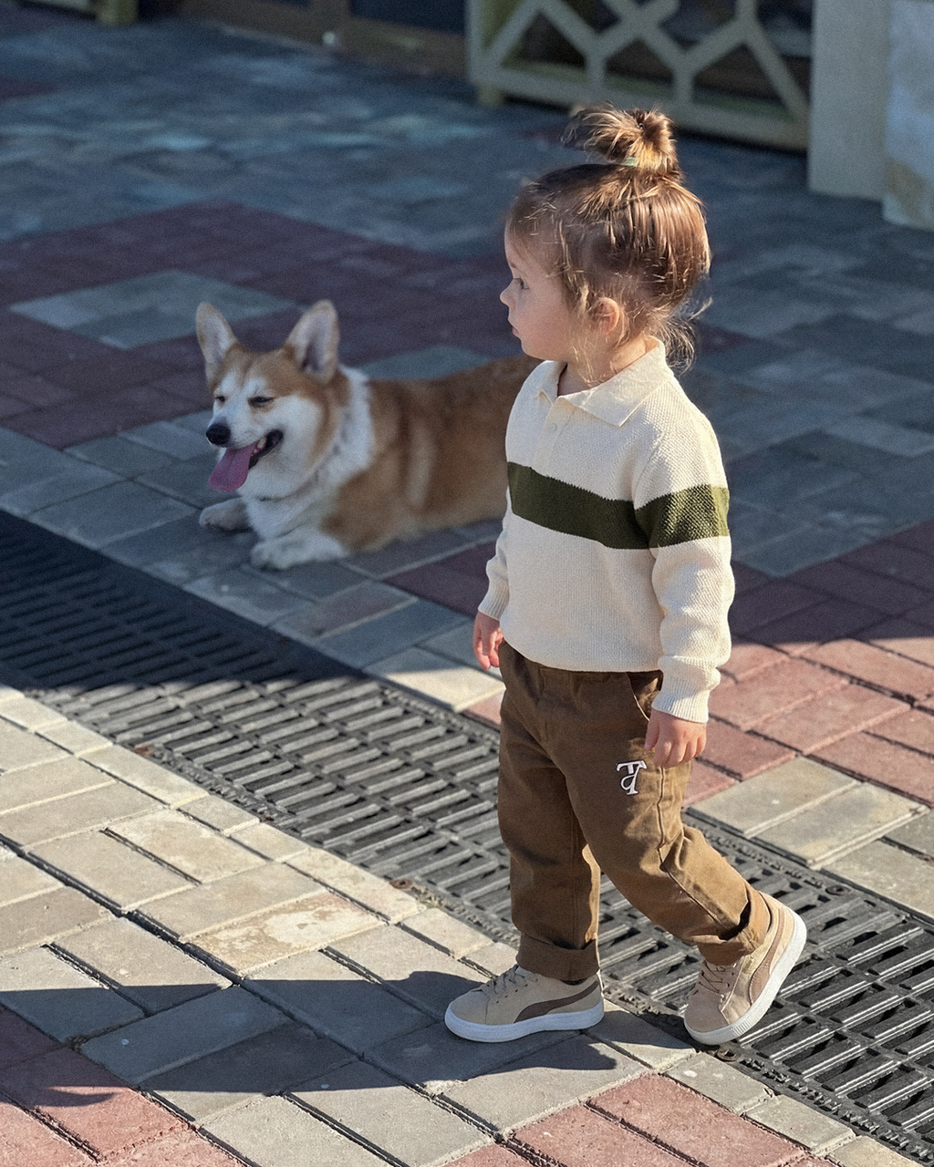Autumn Walk ( Polo sweater + Khaki pants )