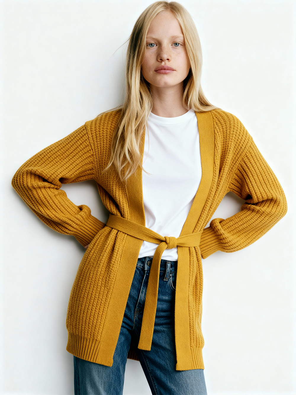 Knitted long cardigan