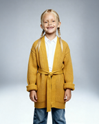 Golden Ease ( Long knitted cardigan + Barrel pants )