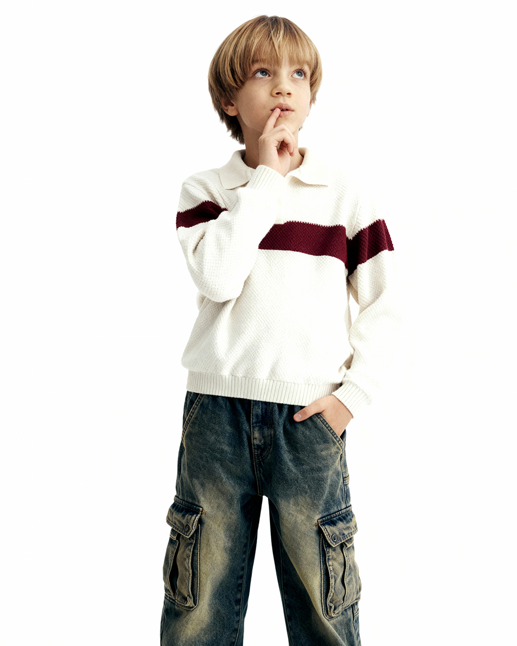 Knitted polo sweater