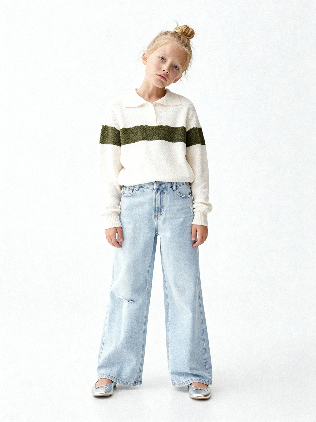 Knitted polo sweater