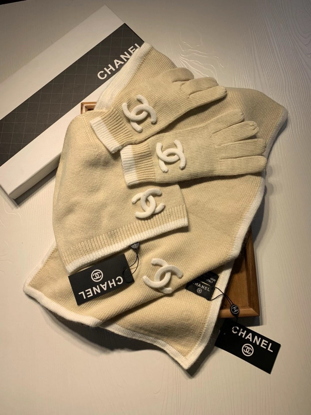 Knit Accessories Set (Beanie, Scarf, Gloves)