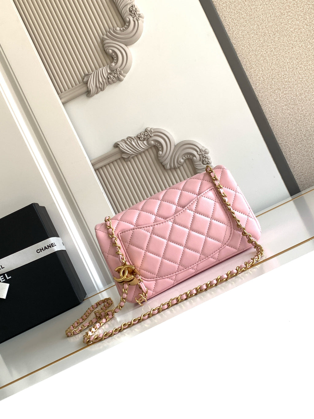 CC Mini Rectangular Flap Bag Petal Pink